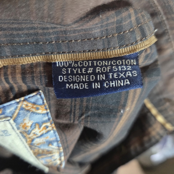 Panhandle Rough Stock Brown Men's Long Sleeve Shirt With Pearl Snap Buttons Lrg - Picture 6 of 6